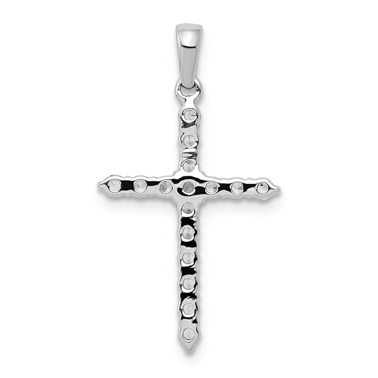 Rhodium Over 14K White Gold Polished 1/4ct. Diamond Cross Pendant
