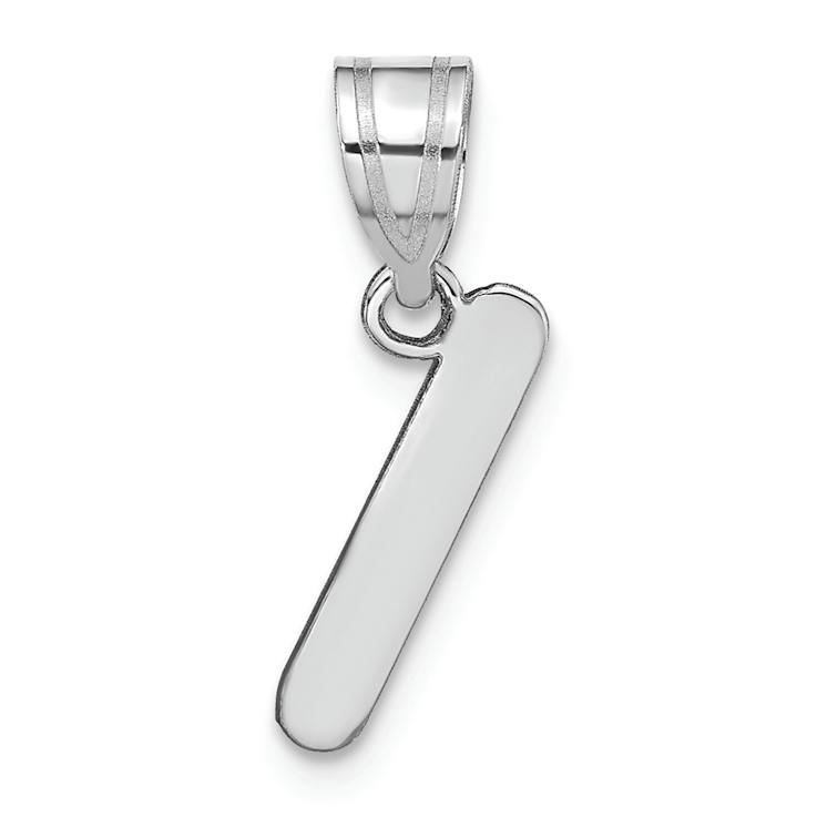 Rhodium Over 14k White Gold Polished Bubble Letter I Initial Pendant