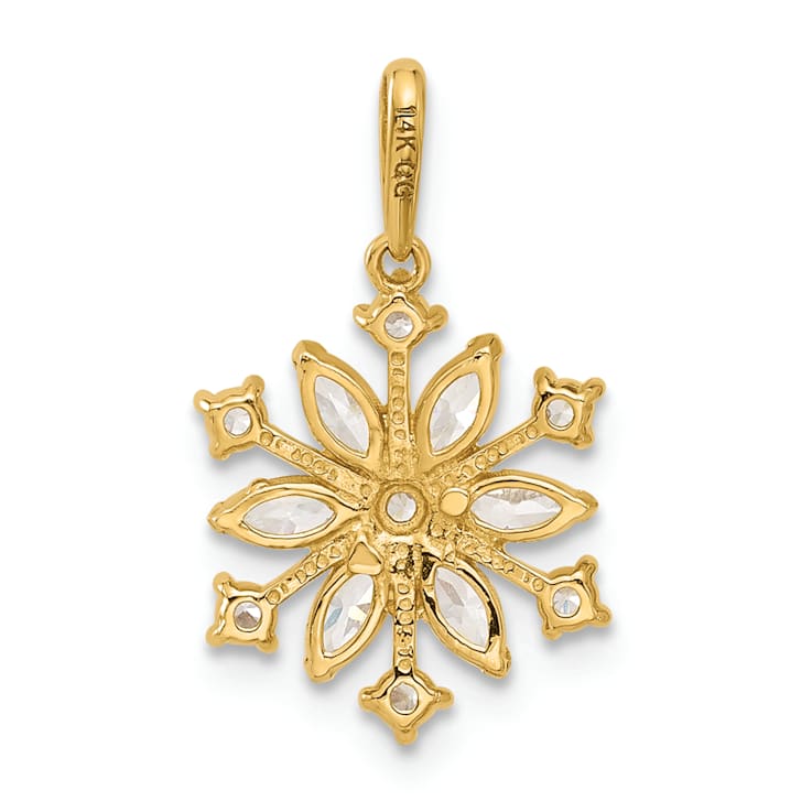 14K Yellow Gold Polished Cubic Zirconia Snowflake Pendant