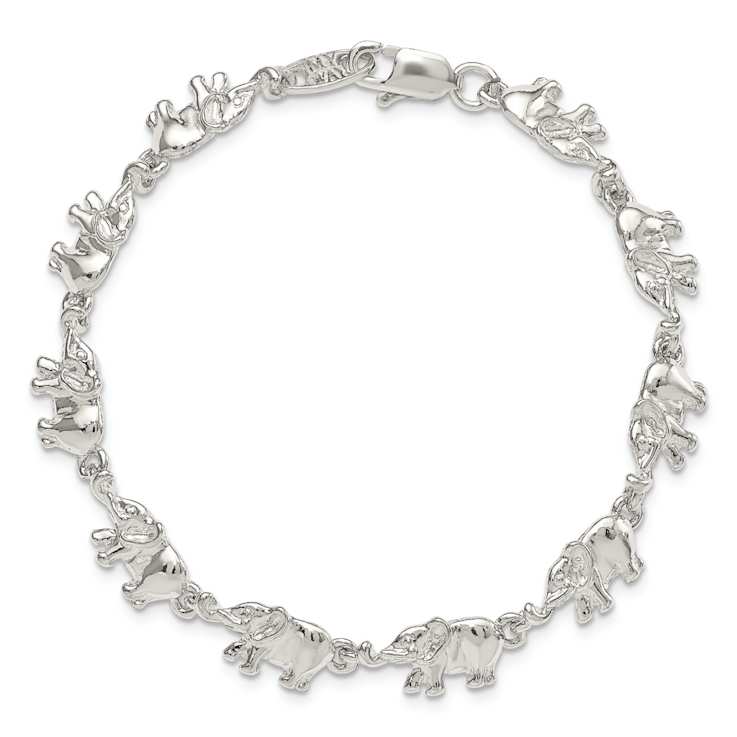 Sterling Silver Elephants Bracelet