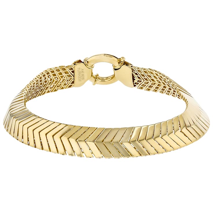 Chevron Link Bracelet In 18K Gold Over Sterling Silver