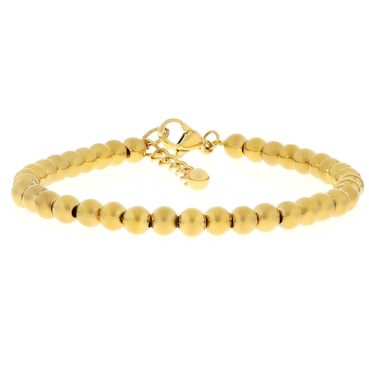 Polished Bead Bracelet In Gold-Tone 5mm