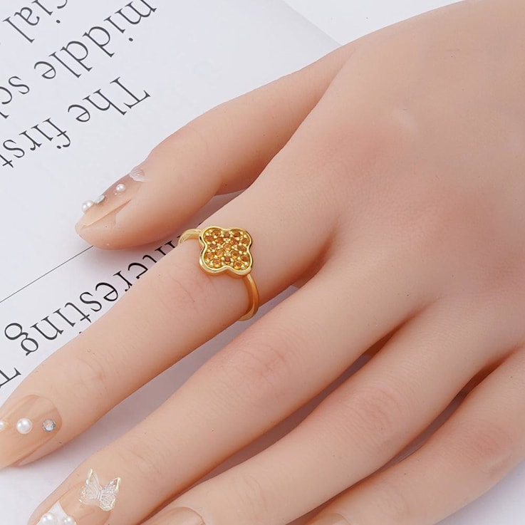 Citrine 18K Yellow Gold Over Sterling Silver 4-Leaf Clover Cluster Ring