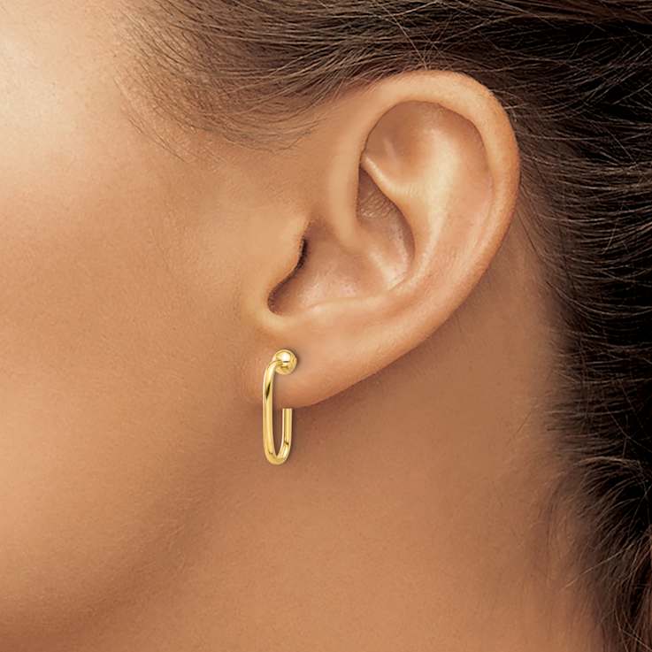 14k Yellow Gold 3/4" Polished J-Hoop Earrings