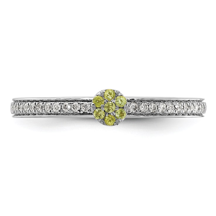 14K White Gold Stackable Expressions Peridot and Diamond Ring 0.075ctw