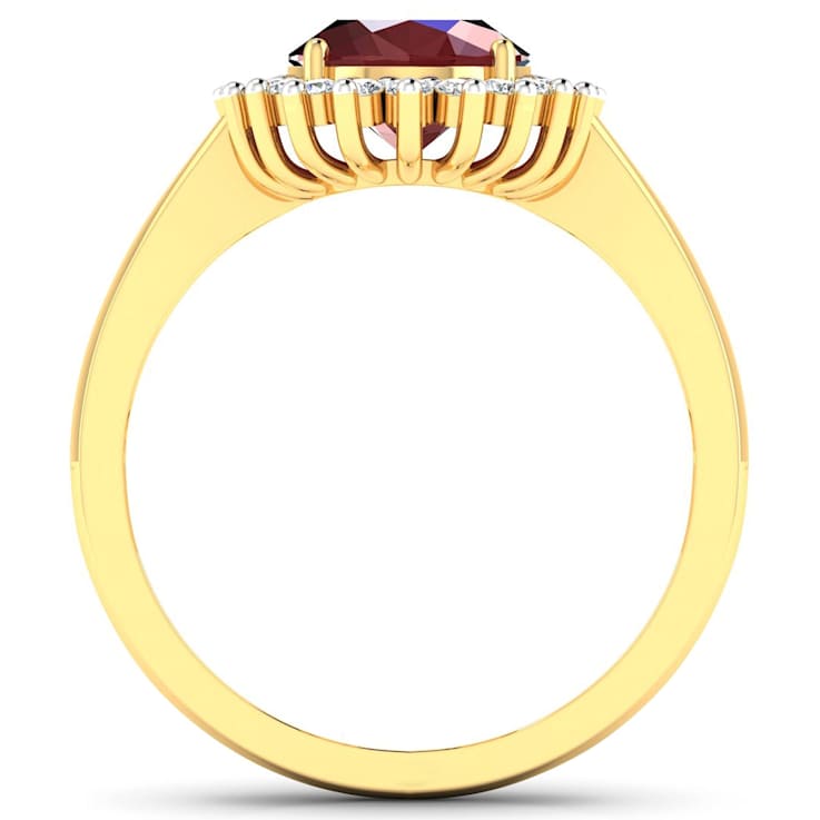 1.69ctw Red Ruby and Diamond 14K Yellow Gold Halo Ring
