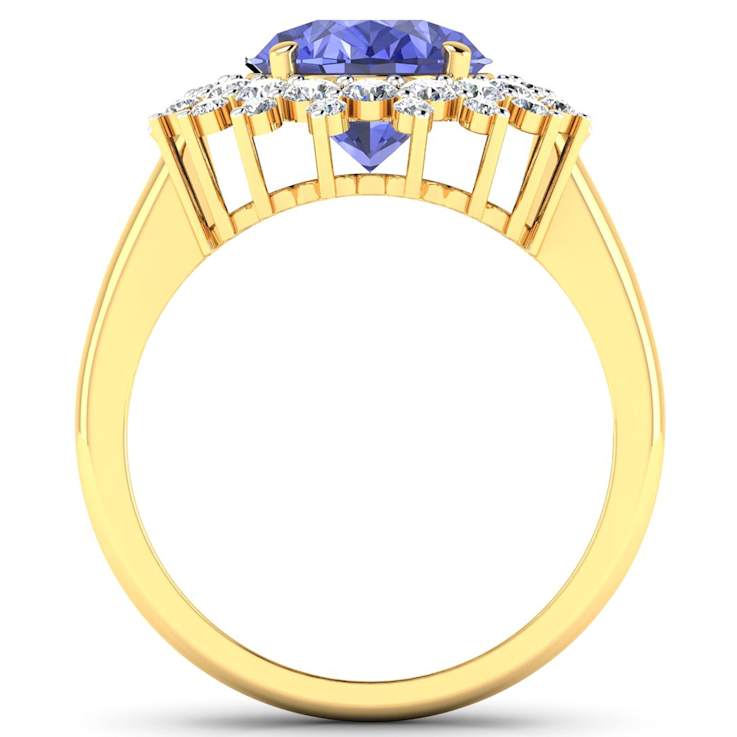 4.22ctw Violet Tanzanite and Diamond 14K Yellow Gold Halo Ring
