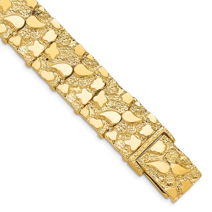 14k Yellow Gold 15mm Textured Nugget Bracelet