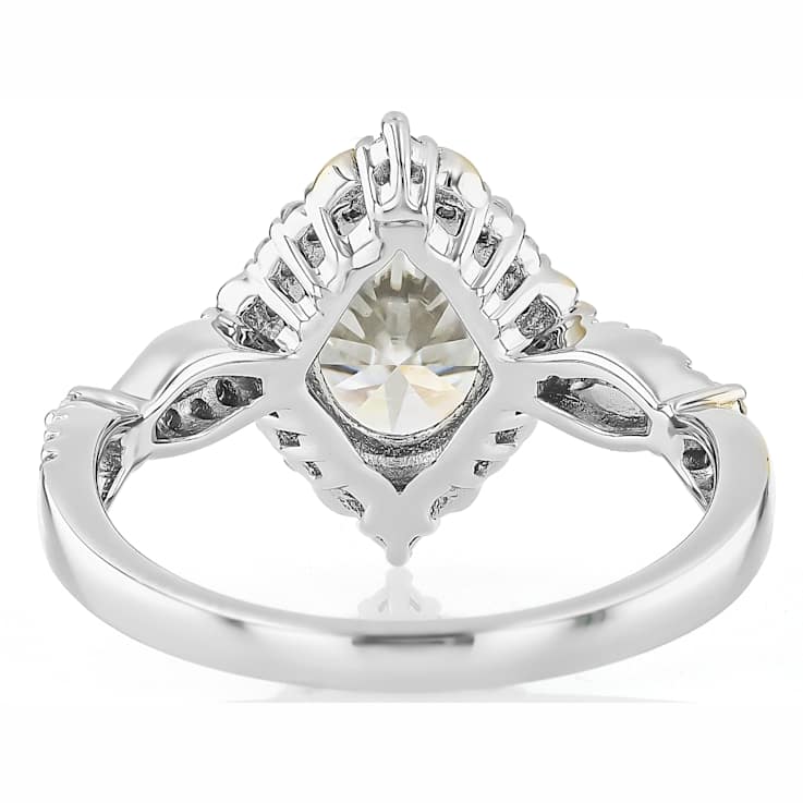 Oval Moissanite Two-Tone Ring In Platinum-Enhanced Sterling Silver With
14k Gold Accents
