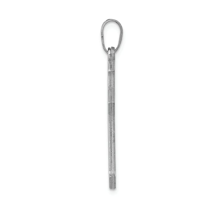 Rhodium Over 14k White Gold Satin Passion Cross Pendant