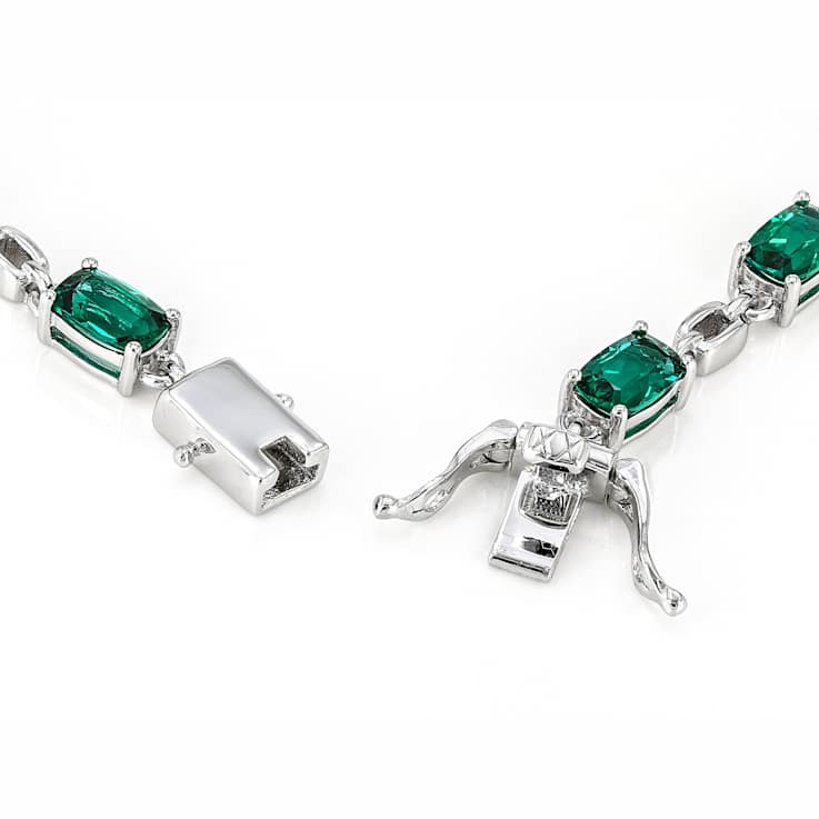 Lab-Created Emerald Station Bracelet In Sterling Silver 5.85ctw