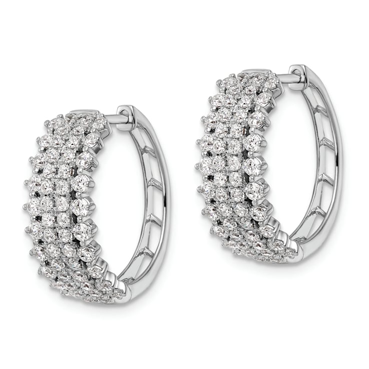 Rhodium Over 14K White Gold Lab Grown Diamond SI1/SI2, G H I, Hinged
Hoop Earrings