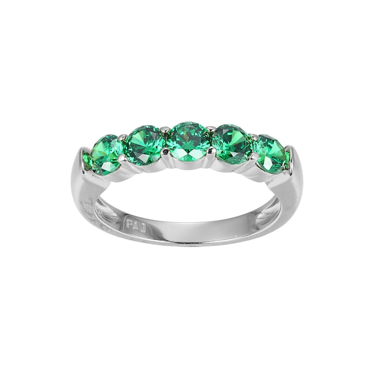 Green Cubic Zirconia Platinum Over Sterling Silver Ring 1.98ctw