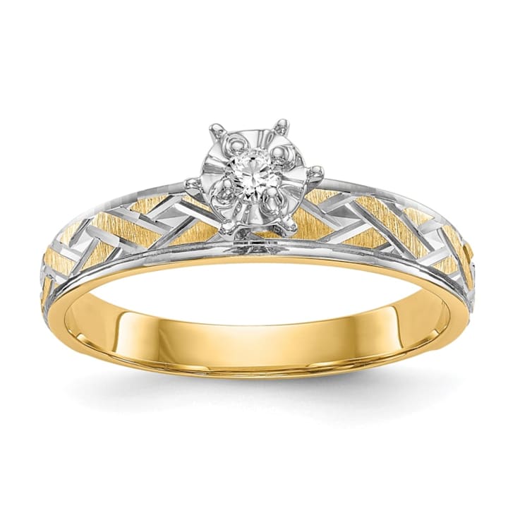 14K Yellow Gold AA Quality Engagement Ring 0.05ctw