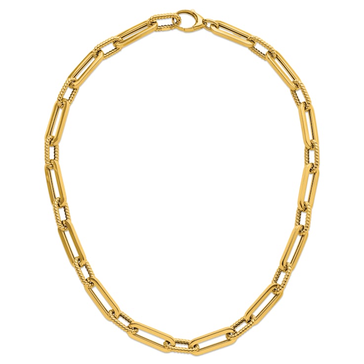 14K Yellow Gold Oval Link Y-drop 18-inch Adjustable Necklace
