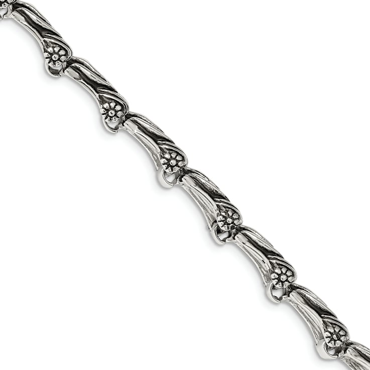 Stainless Steel Antiqued Dragon 8.25-inch Bracelet