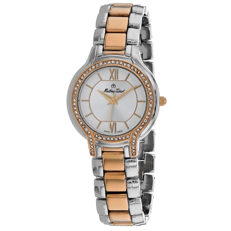 Mathey Tissot Women's Classic White Dial, Two tone Stainless Steel Watch