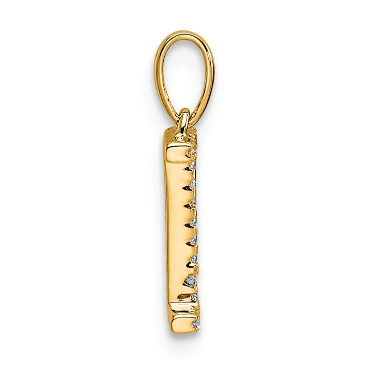 14k Yellow Gold Diamond Letter I Initial Pendant