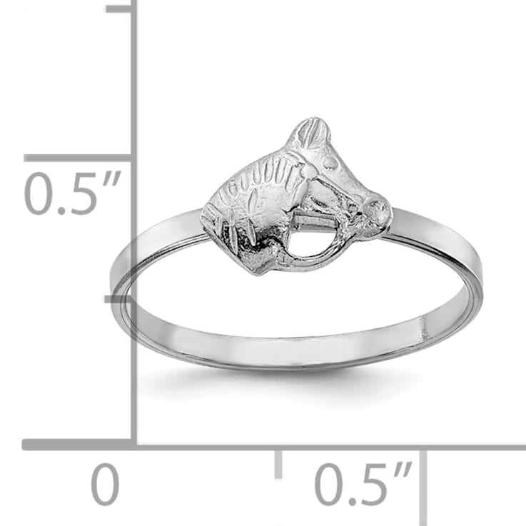 Rhodium Over Sterling Silver Polished and Textured Horse Children's Ring