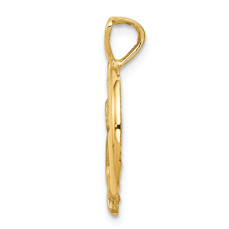 14k Yellow Gold Angel, Moon and Star Pendant