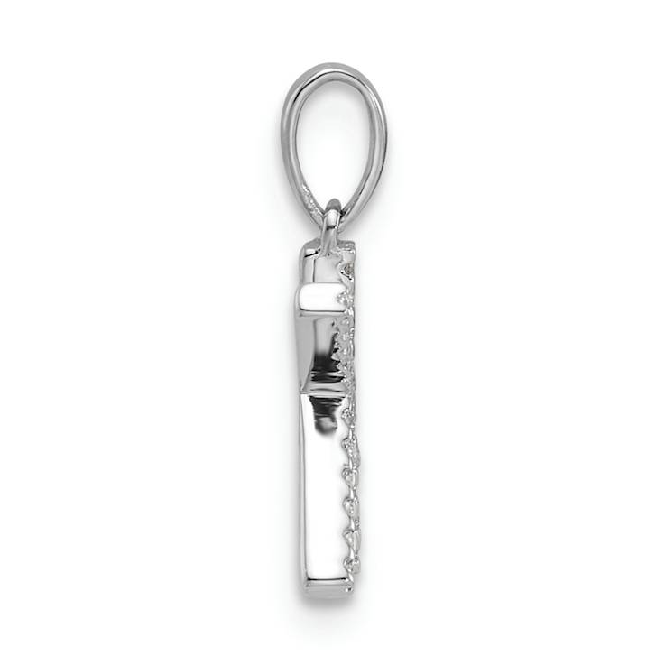 Rhodium Over 14k White Gold Diamond Letter K Initial Pendant