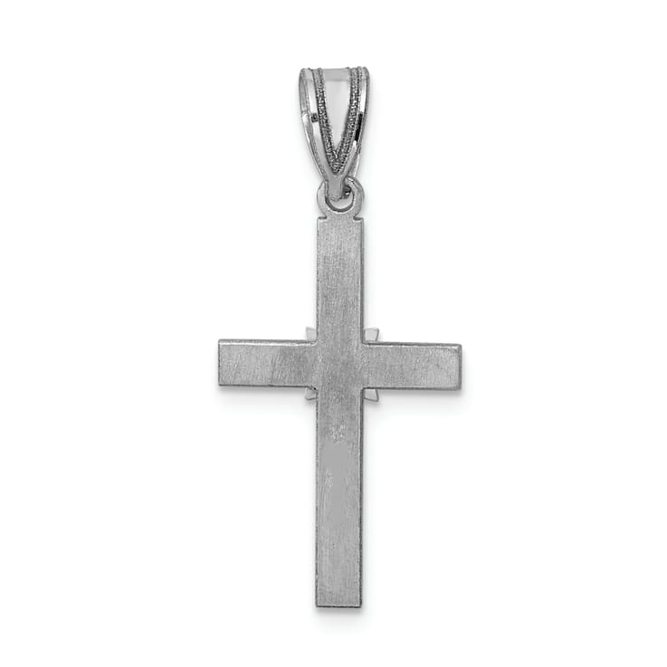 Rhodium Over 14K White Gold 0.01ct Diamond Cross Pendant