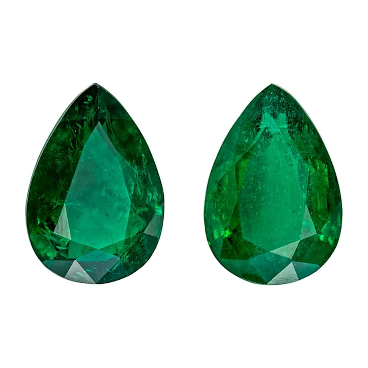 Emerald 13.3x9.2mm Pear Shape Matched Pair 8.58ctw