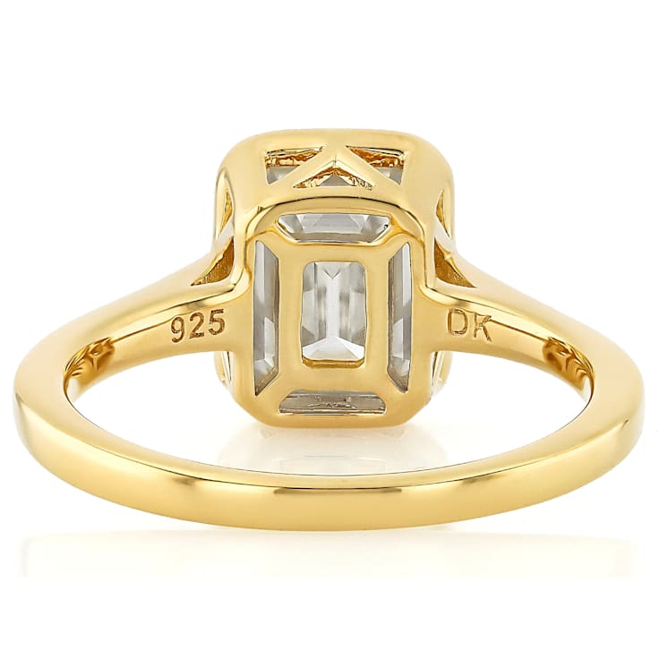 Timeless Emerald-Cut Moissanite Solitaire Ring In 14K Gold Over Sterling Silver
