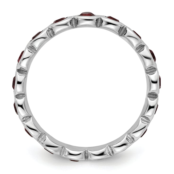 Sterling Silver Stackable Expressions Red Crystal Ring