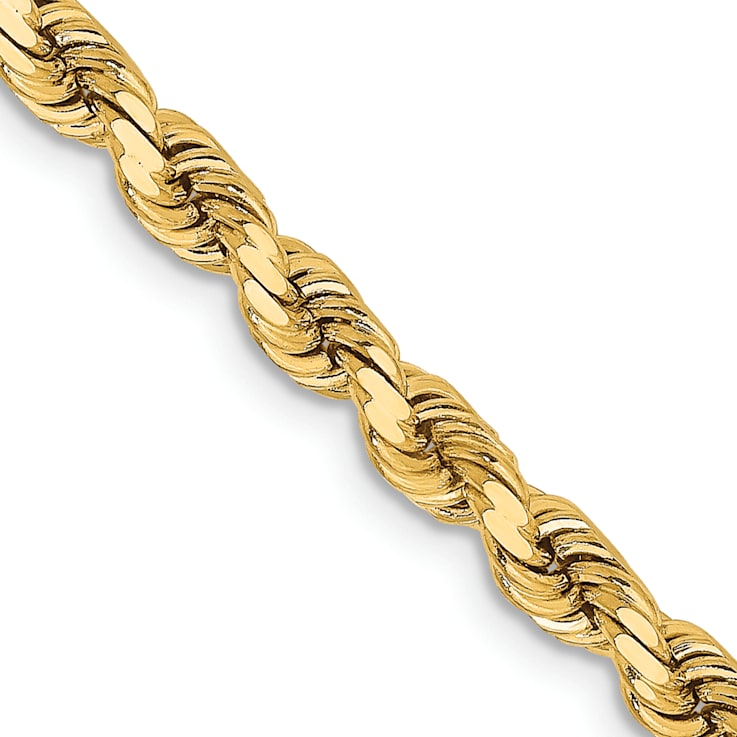 14k Yellow Gold 3.75mm Solid Diamond-Cut Rope 22 Inch Chain