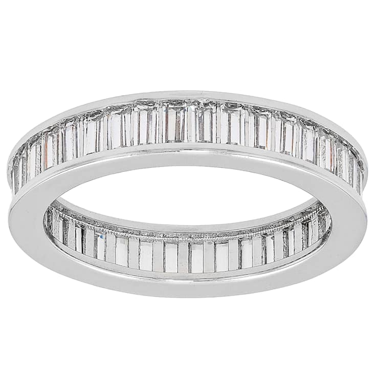 CZ Set Of 4 Stackable Band Rings In Rhodium Over Brass 10.82ctw