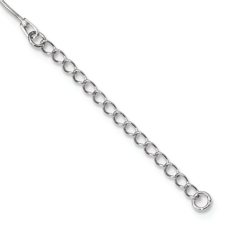 Rhodium Over Sterling Silver Cubic Zirconia Polished Skull Necklace