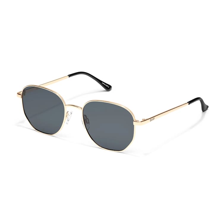 Quay Big Time Gold Round Frame / Smoke Polarized Lenses Sunglasses