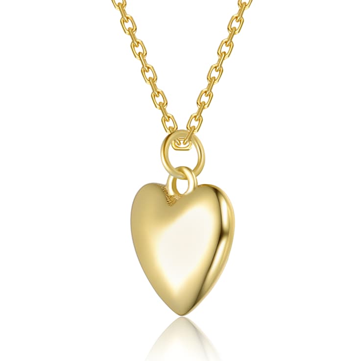 Polished Heart Pendant Necklace In 14K Gold Over Sterling Silver
