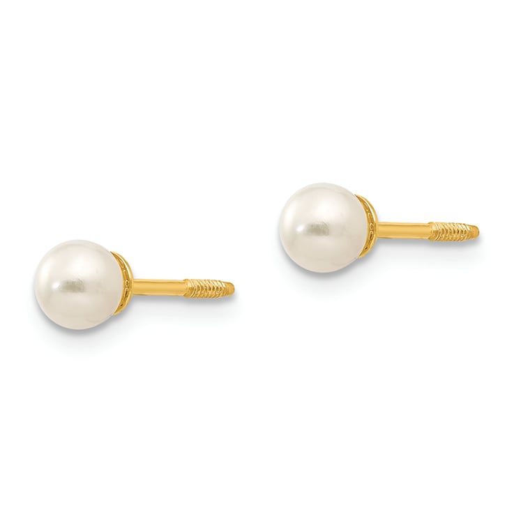 14K Yellow Gold Reversible 3.75-4mm Freshwater Cultured Pearl and Gold
Bead Earrings