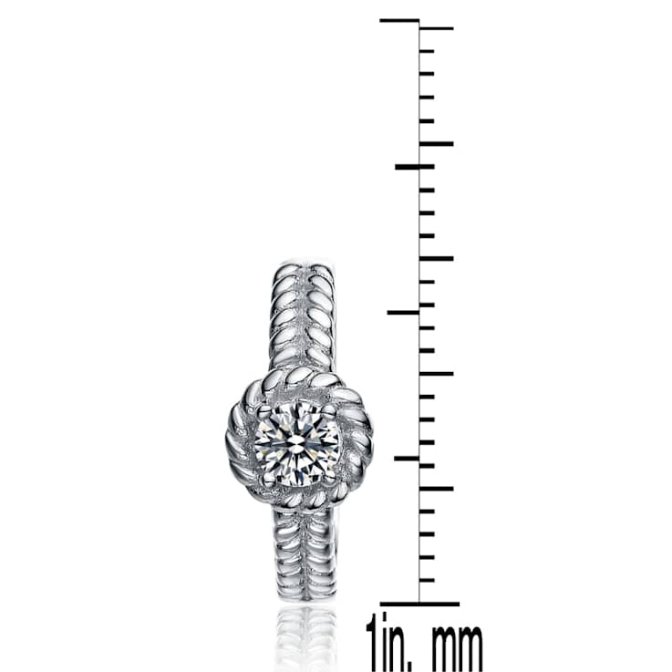 CZ Cable Hoop Earrings In Sterling Silver