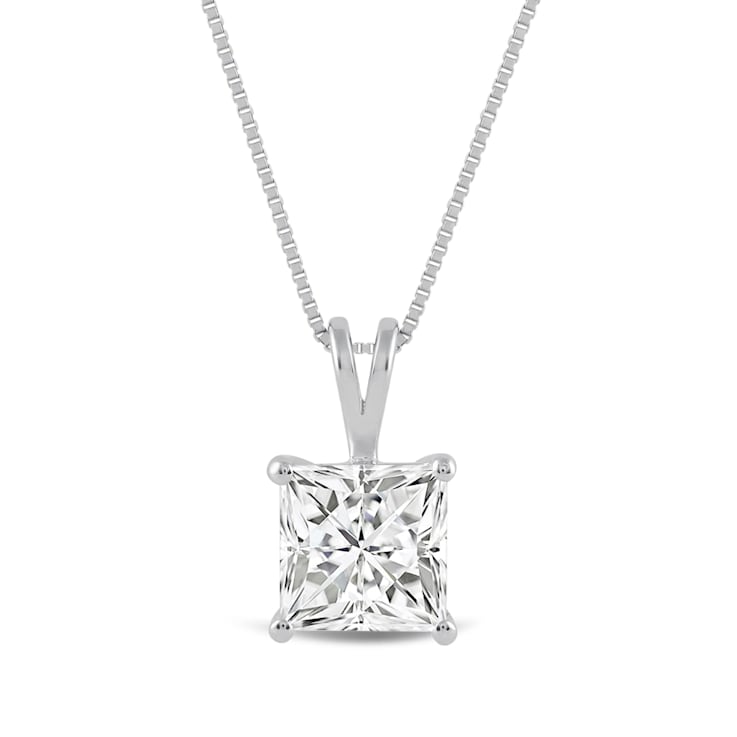 White Cubic Zirconia 14k White Gold Pendant With Chain 2.00ctw