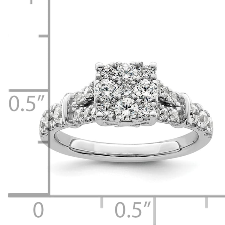 Rhodium Over 14K White Gold Lab Grown Diamond VS/SI GH, Cluster Ring 0.988ctw