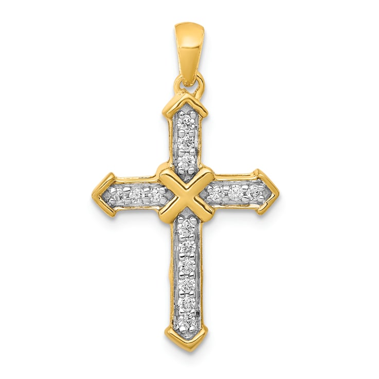14K Yellow Gold Passion Diamond Cross Pendant