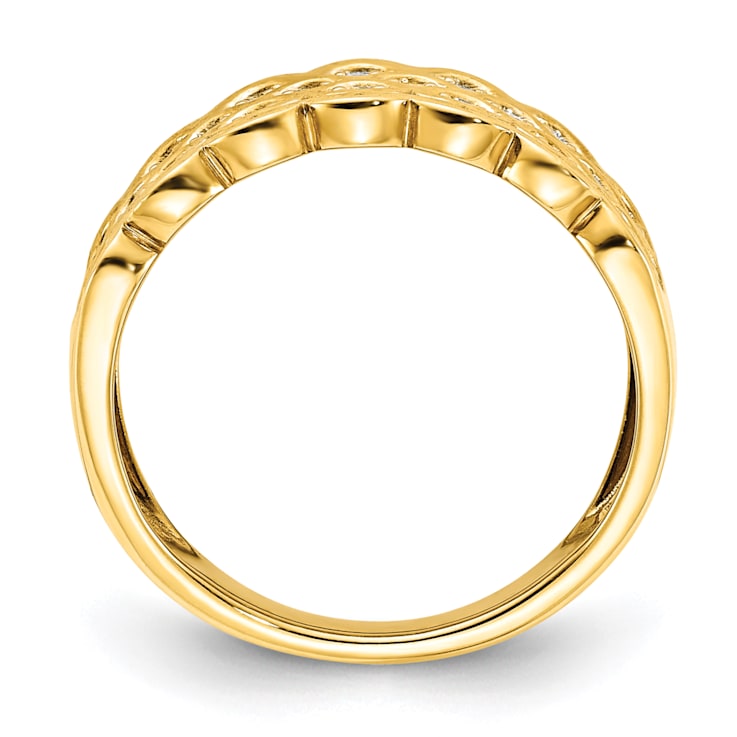 14K Yellow Gold Pave Diamond Wedding Band 0.24ctw
