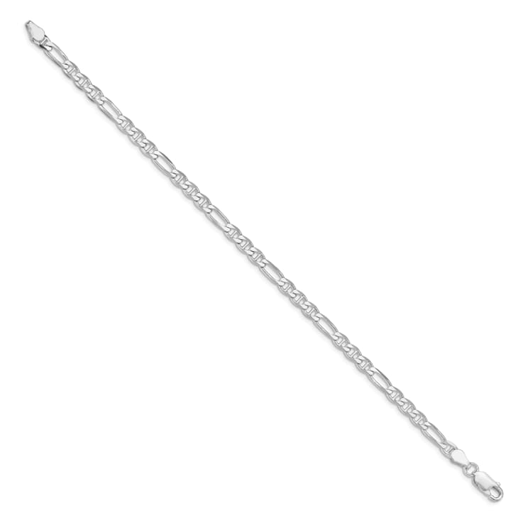 Rhodium Over Sterling Silver 3.75mm Figaro Anchor Chain Bracelet