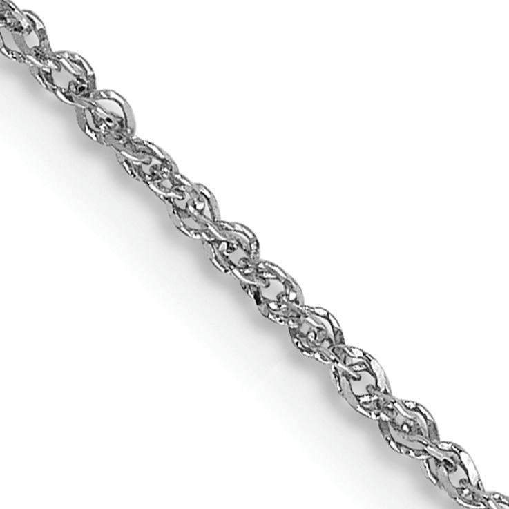 Rhodium Over 14k White Gold 1.1mm Solid Rope 14 Inch Chain