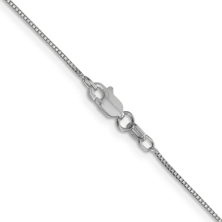 Rhodium Over 14k White Gold 0.7mm Solid Box 28 Inch Chain