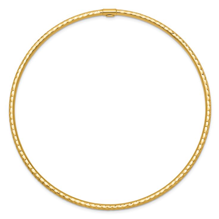 10k Yellow Gold 2mm Diamond-Cut Tube Slip-on Bangle