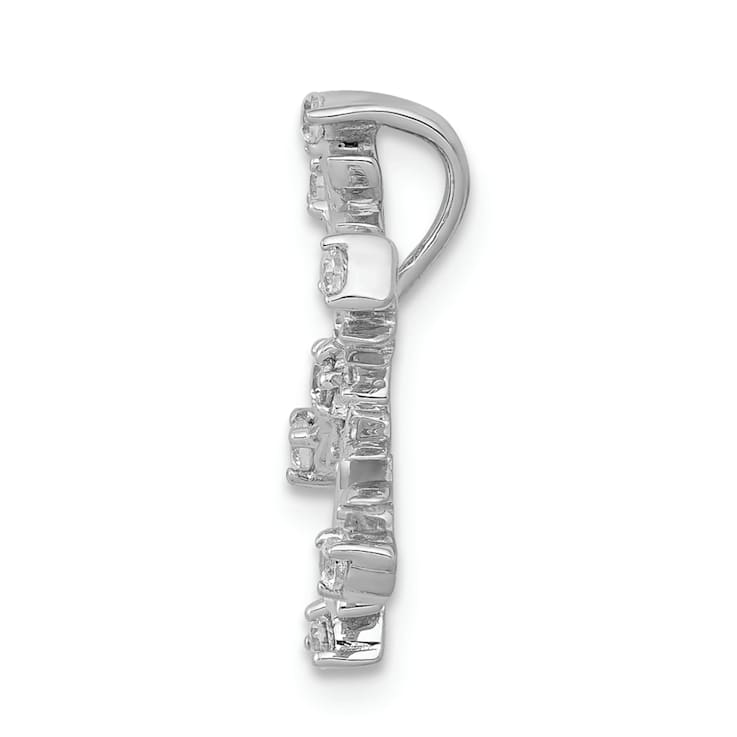 Rhodium Over 14k White Gold Diamond Snowflake Chain Slide Pendant