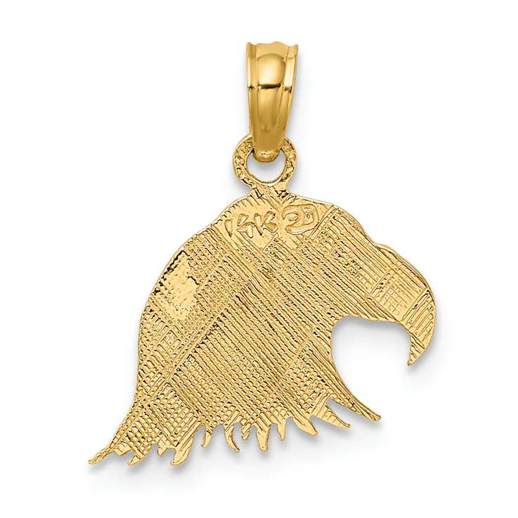 10K Yellow Gold Textured Flat Eagle Head Charm