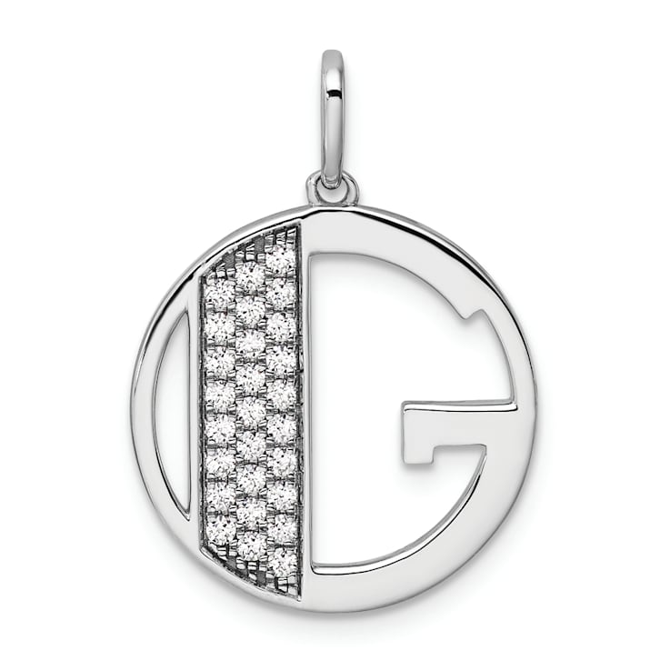 14K White Gold Gatsby Diamond Initial G Charm