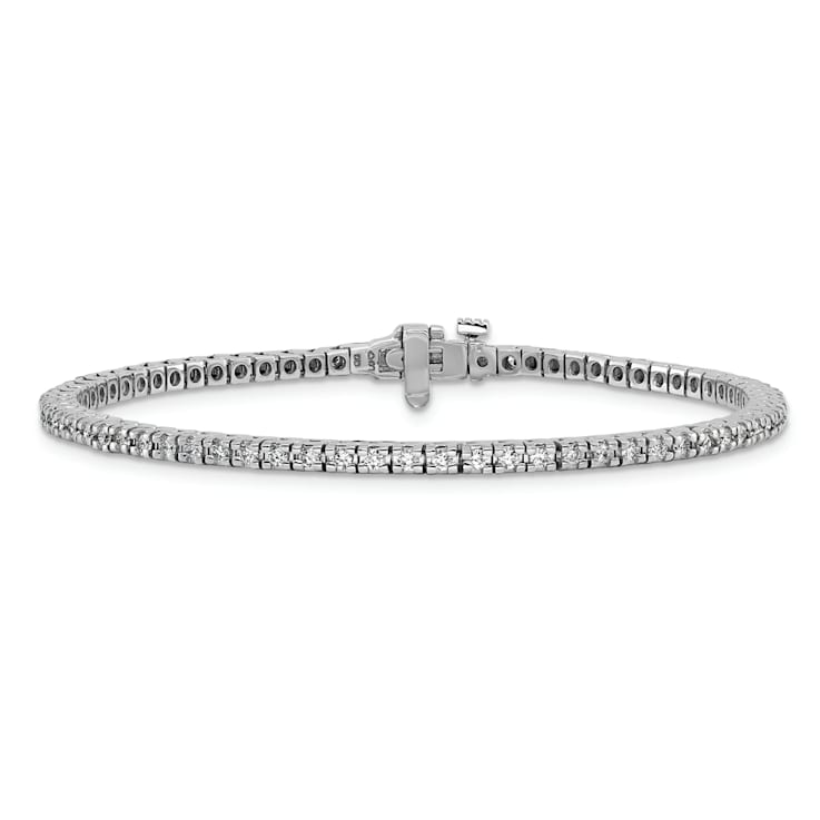 Rhodium Over 14k White Gold Diamond Tennis Bracelet 1.25ctw