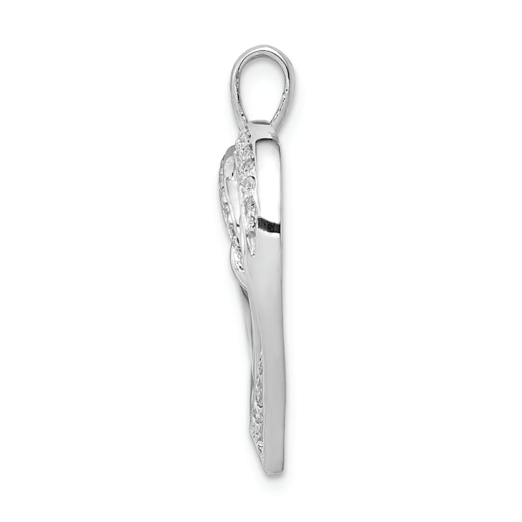 Rhodium Over 14k White Gold Diamond Entwined Heart Pendant
