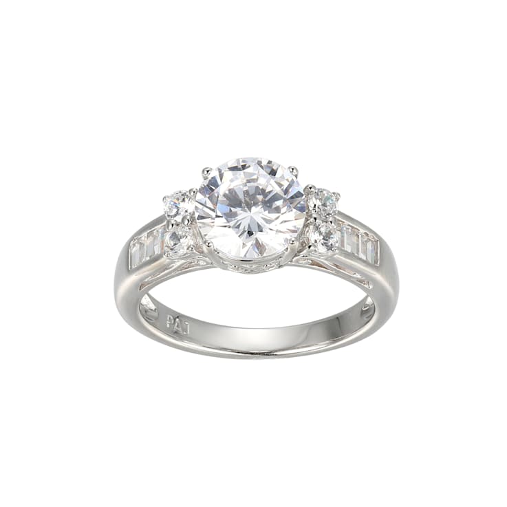 White Cubic Zirconia Rhodium Over Sterling Silver 3 Pieces Bridal Set
Rings 4.28ctw